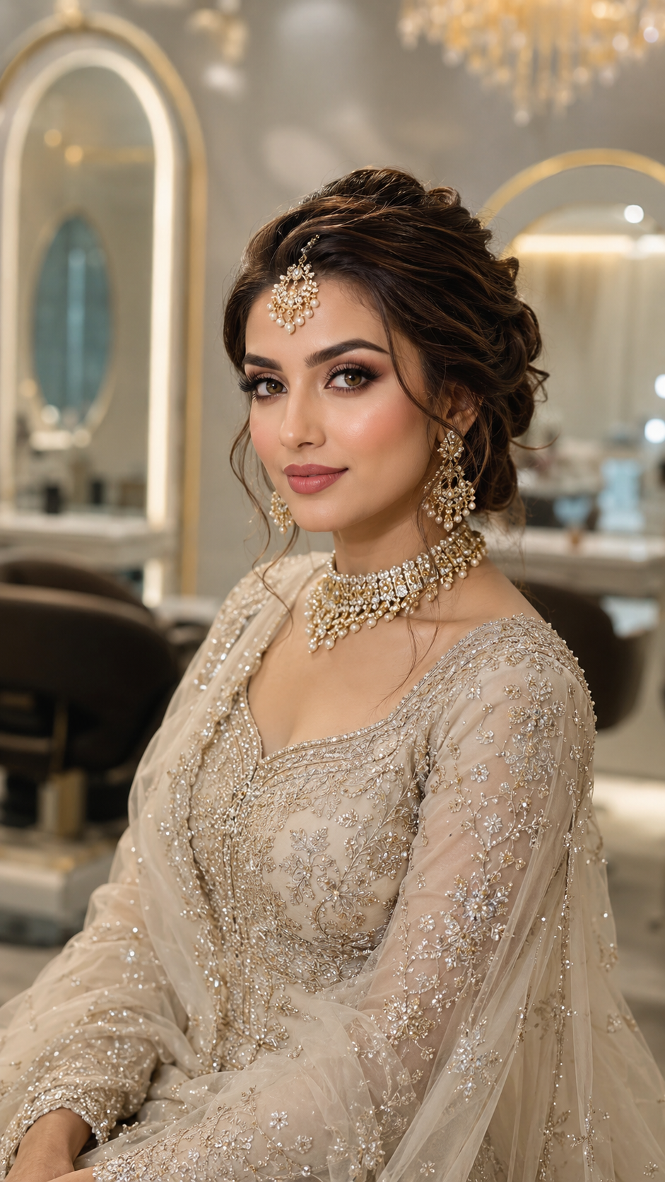Elegant bridal makeup and hairstyle look