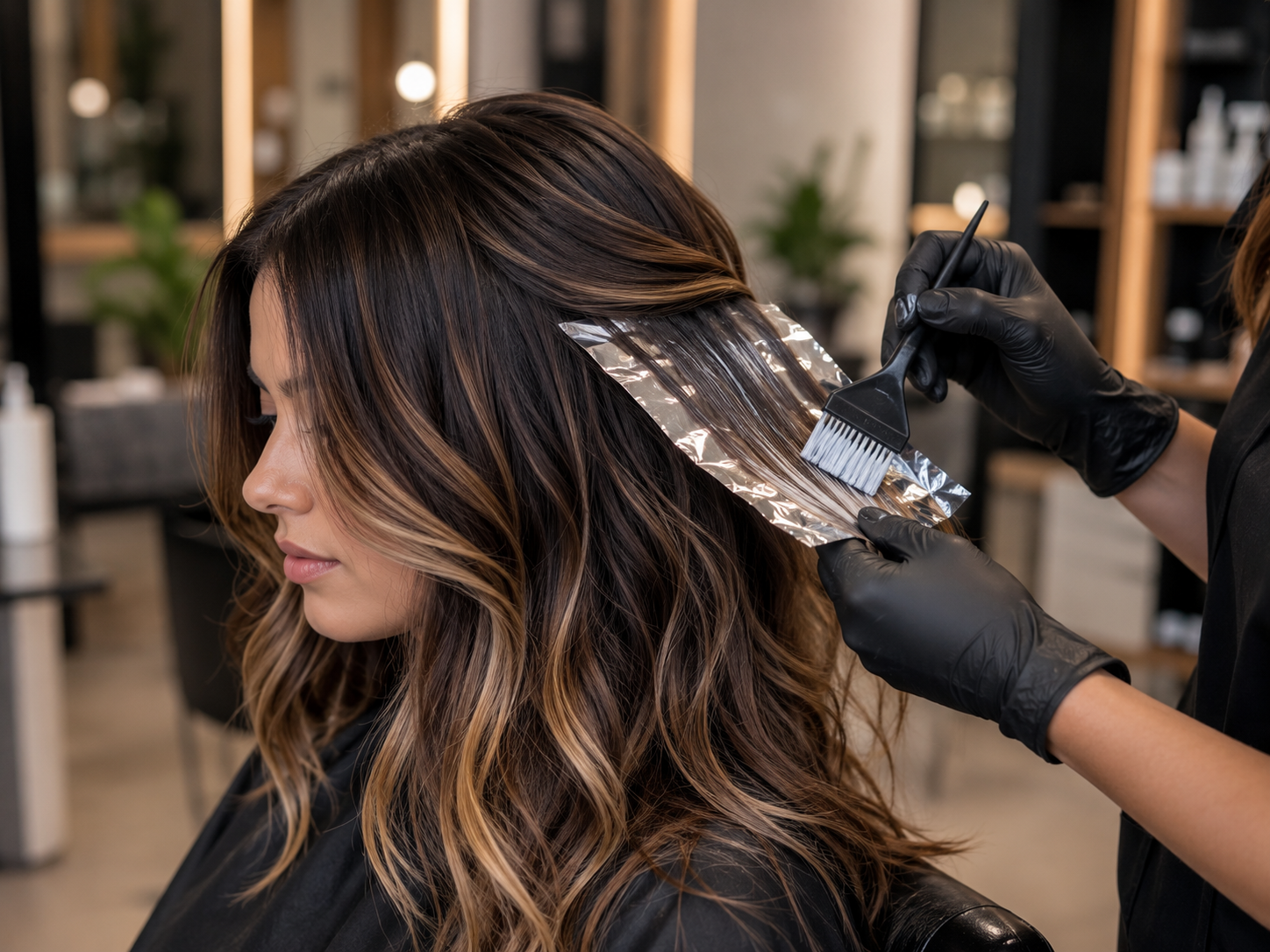 Hair coloring and highlights salon service